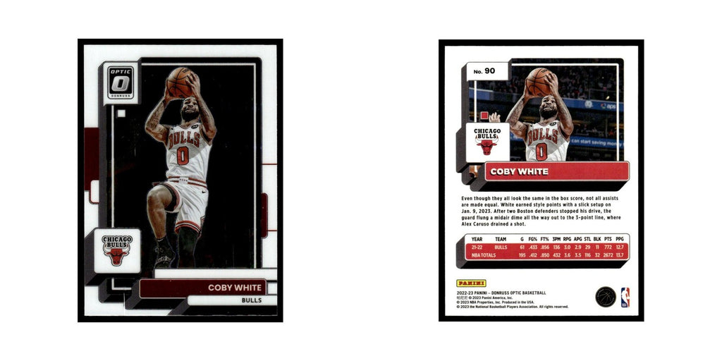 Coby White 2022 Donruss Optic #90 Chicago Bulls Basketball Card NM