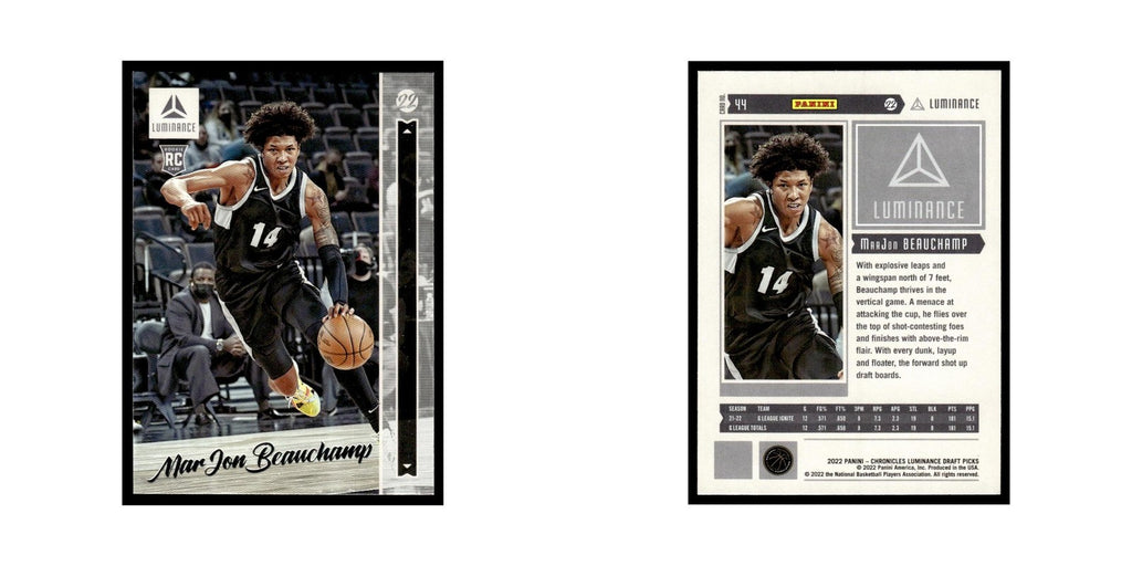 MarJon Beauchamp Rookie 2022 Panini Chronicles Luminance Draft #44 NM