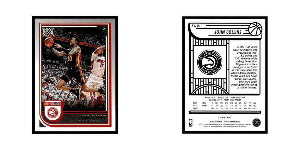 John Collins 2022 Hoops #81 Atlanta Hawks Basketball Card NM