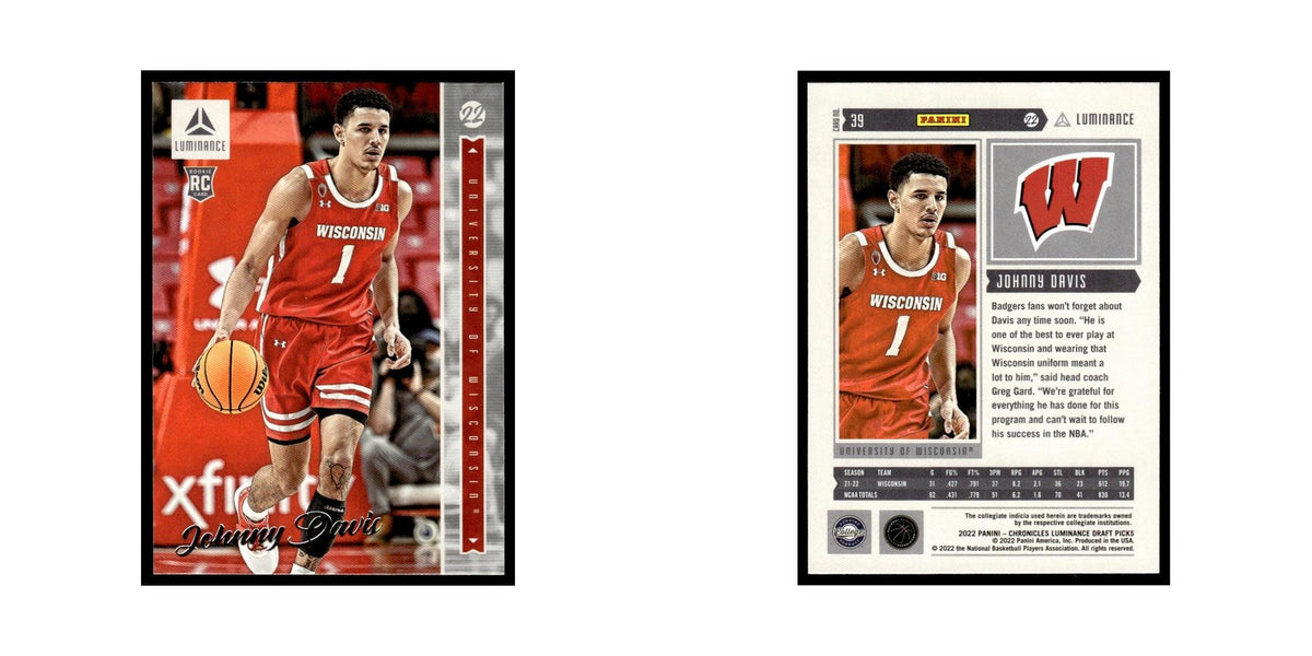 Johnny Davis Rookie 2022 Panini Chronicles Luminance Draft #39 NM
