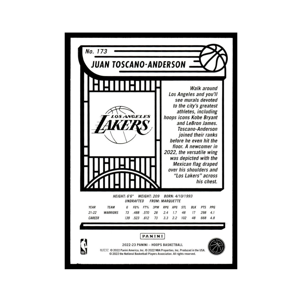 Juan Toscano-Anderson 2022 Hoops #173 Los Angeles Lakers Basketball Card NM