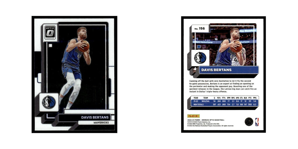 Davis Bertans 2022 Donruss Optic #156 Dallas Mavericks Basketball Card NM