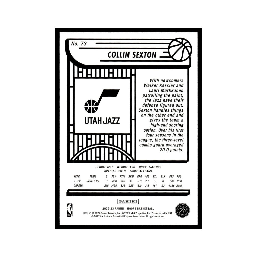 Collin Sexton 2022 Hoops #73 Utah Jazz Basketball Card NM