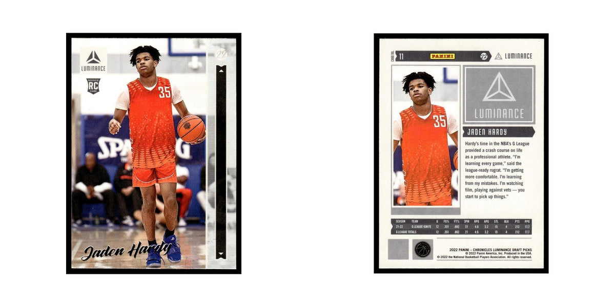 Jaden Hardy Rookie 2022 Panini Chronicles Luminance Draft #11 Basketball Card NM