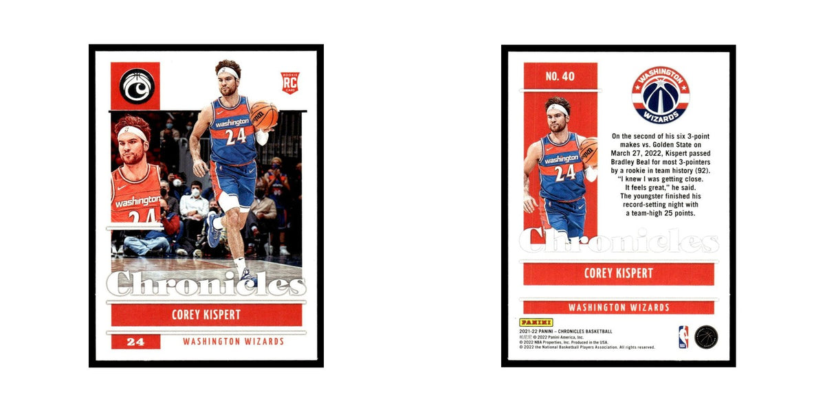 Corey Kispert 2021 Panini Chronicles #40 Washington Wizards Basketball Card NM