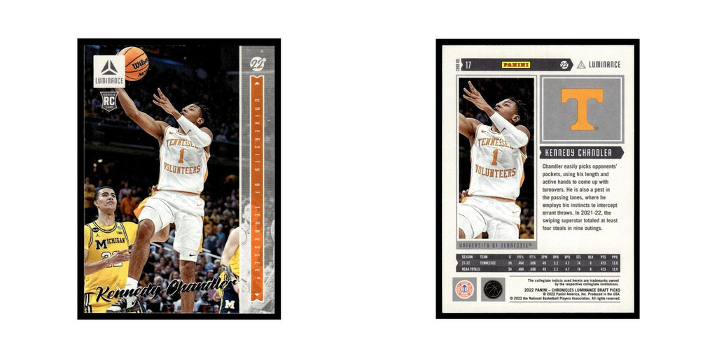 Kennedy Chandler Rookie 2022 Panini Chronicles Luminance Draft #17 NM