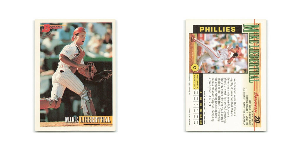 Mike Lieberthal 1993 Bowman #20 Philadelphia Phillies Baseball Card NM