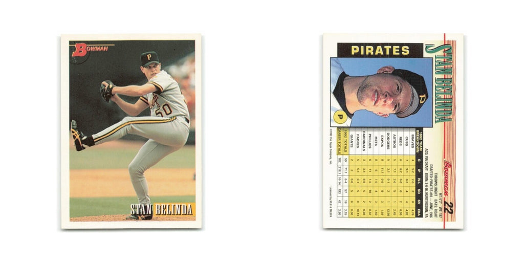 Stan Belinda 1993 Bowman #22 Pittsburgh Pirates Baseball Card NM