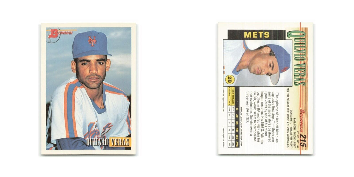 Quilvio Veras Rookie 1993 Bowman #215 New York Mets Baseball Card NM