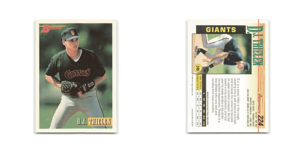 D.J. Thielen Rookie 1993 Bowman #224 San Francisco Giants Baseball Card NM