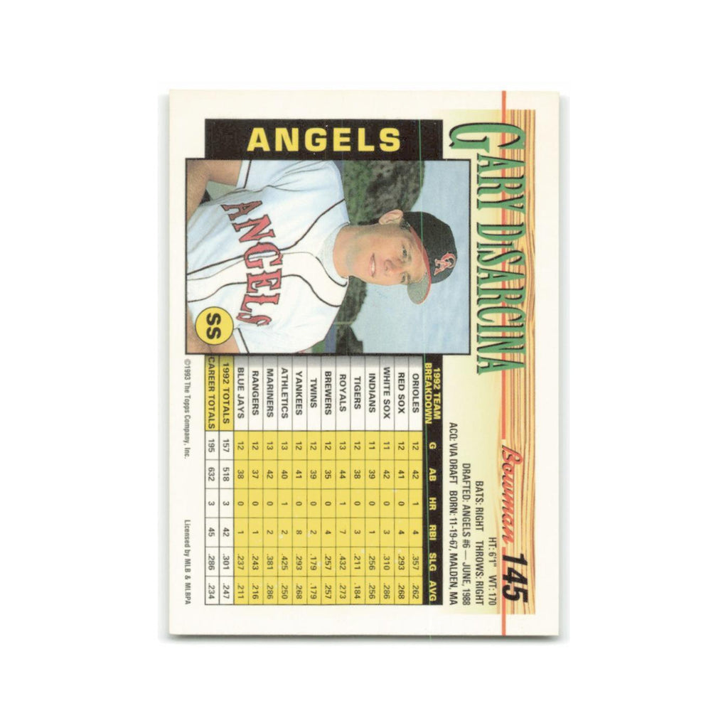Gary DiSarcina 1993 Bowman #145 California Angels Baseball Card NM
