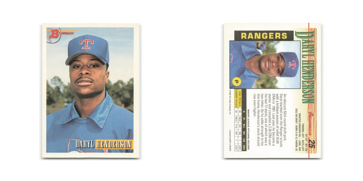 Daryl Henderson Rookie 1993 Bowman #25 Texas Rangers Baseball Card NM