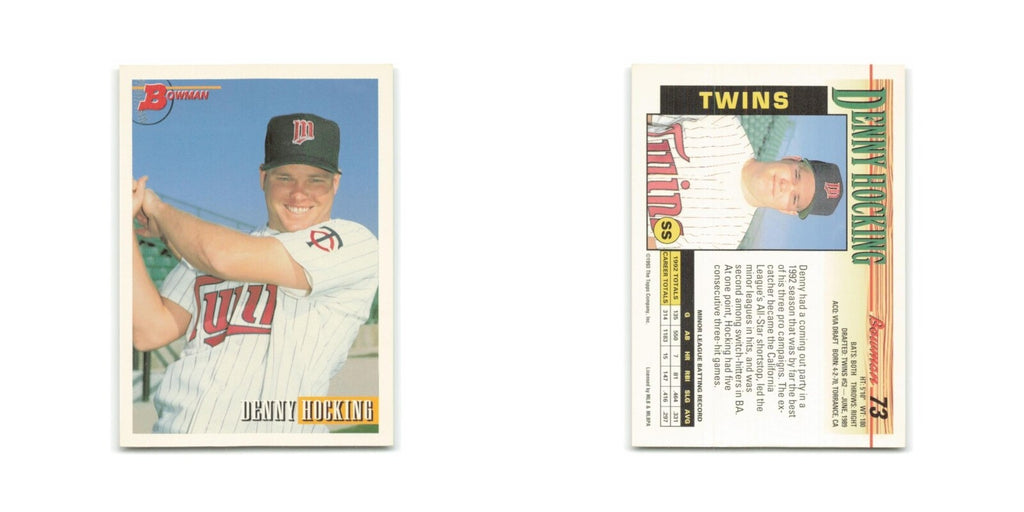 Denny Hocking Rookie 1993 Bowman #73 Minnesota Twins Baseball Card NM