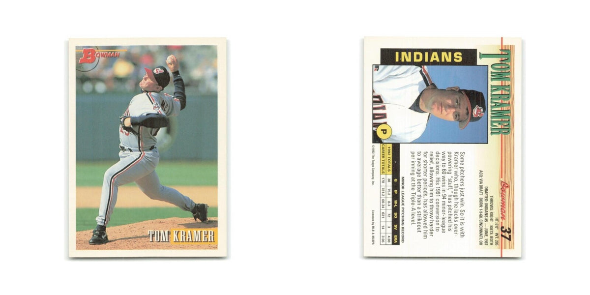 Tom Kramer Rookie 1993 Bowman #37 Cleveland Indians Baseball Card NM