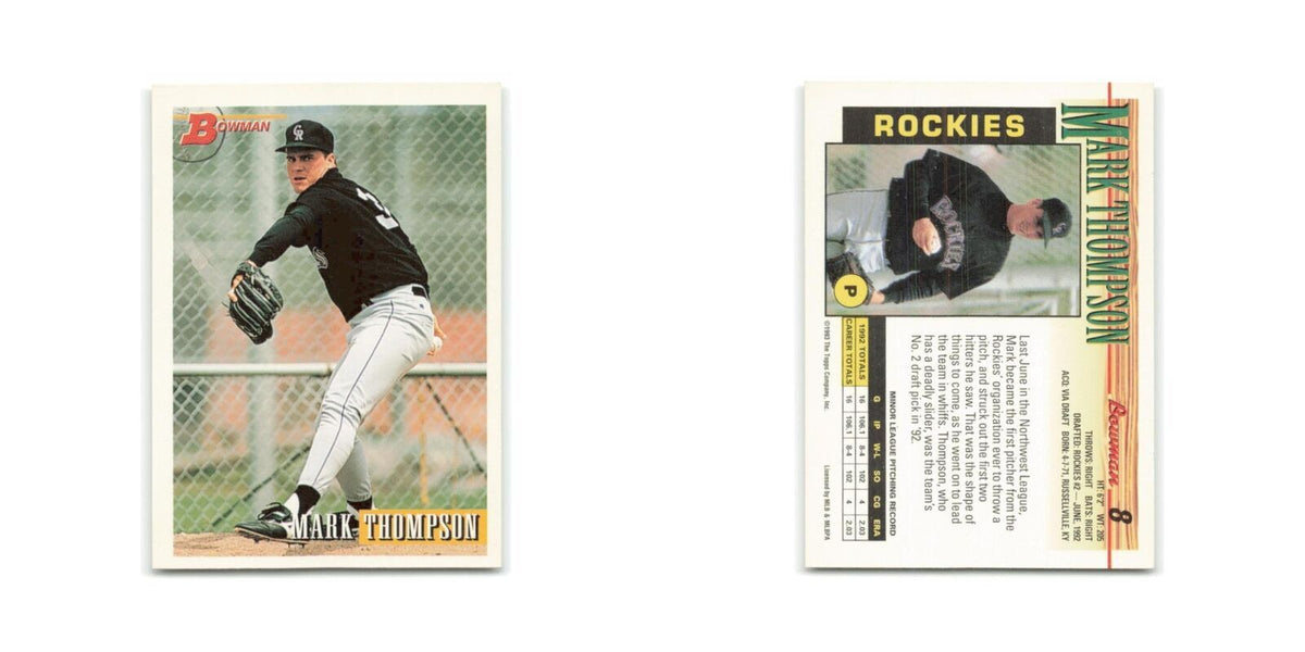 Mark Thompson Rookie 1993 Bowman #8 Colorado Rockies Baseball Card NM