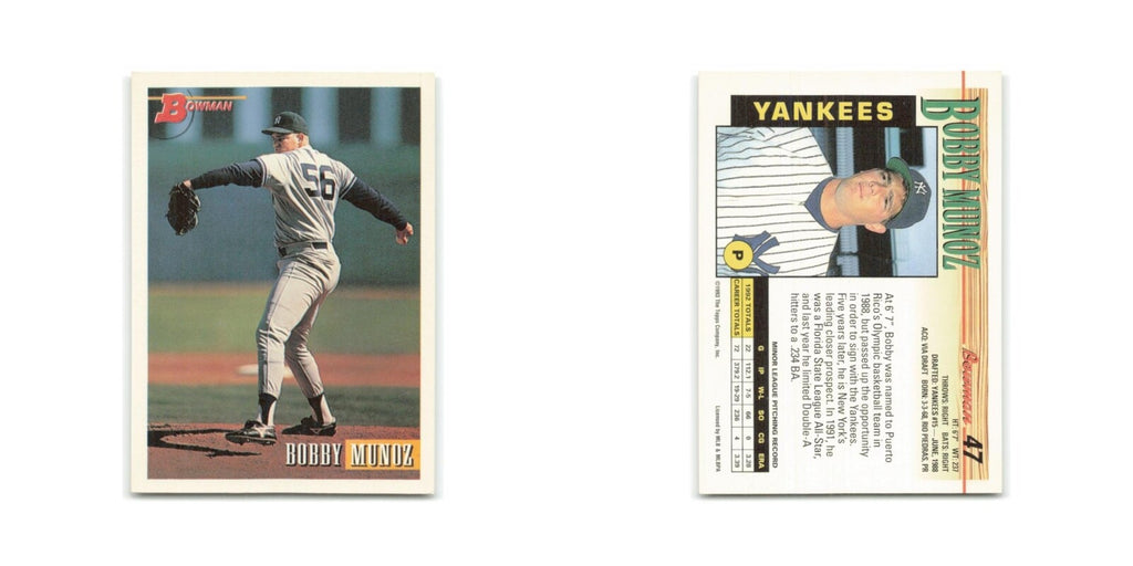Bobby Munoz 1993 Bowman #47 New York Yankees Baseball Card NM