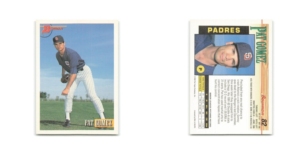 Pat Gomez Rookie 1993 Bowman #82 San Diego Padres Baseball Card NM