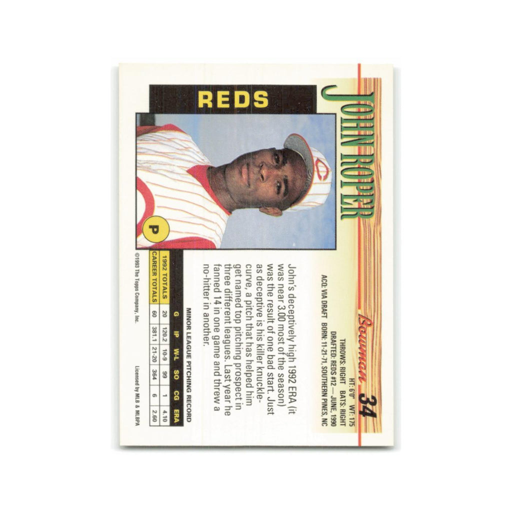 John Roper 1993 Bowman #34 Cincinnati Reds Baseball Card NM