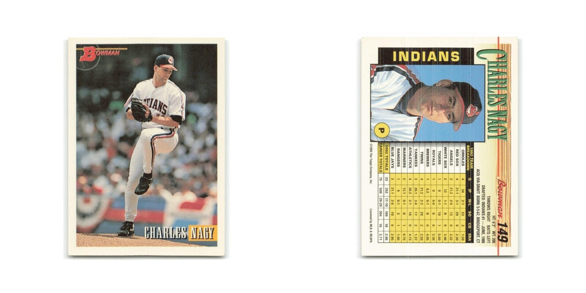 Charles Nagy 1993 Bowman #149 Cleveland Indians Baseball Card NM