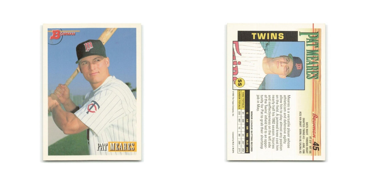 Pat Meares Rookie 1993 Bowman #45 Minnesota Twins Baseball Card NM