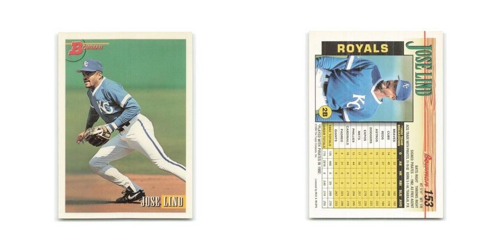 Jose Lind 1993 Bowman #153 Kansas City Royals Baseball Card NM