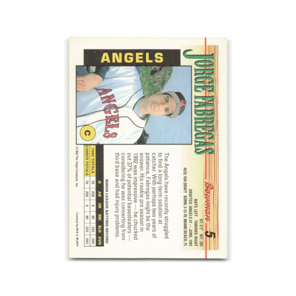Jorge Fabregas 1993 Bowman #5 California Angels Baseball Card NM