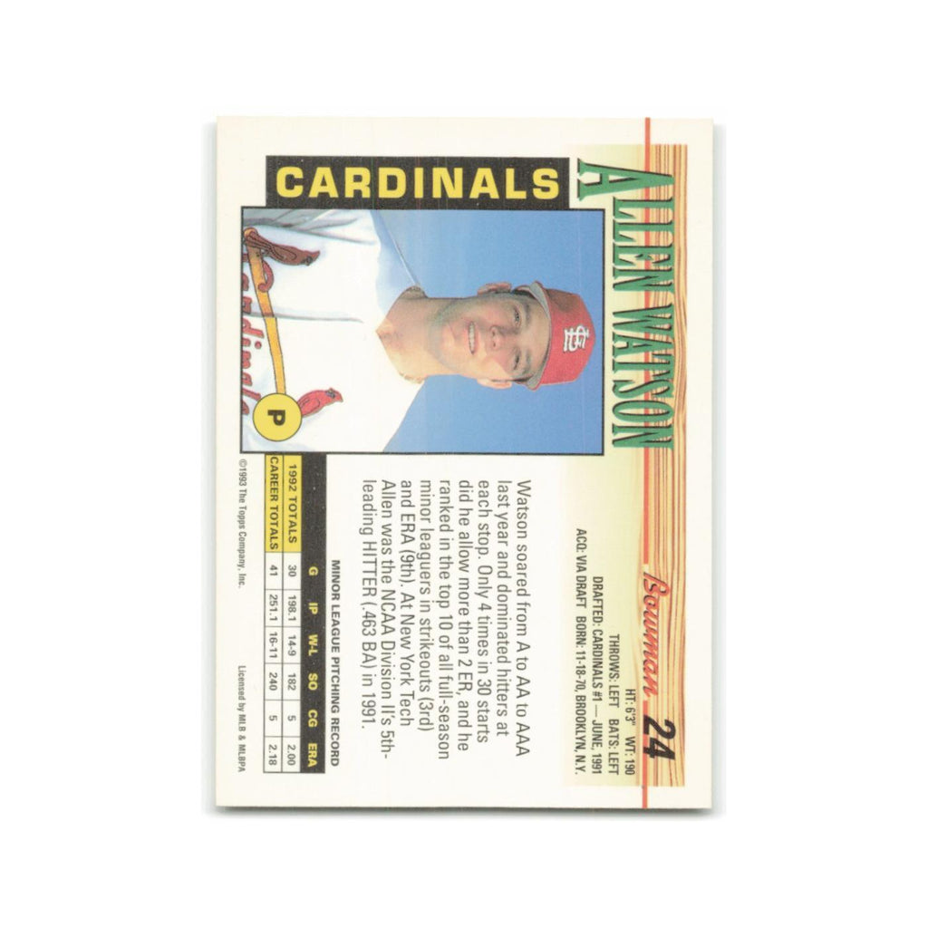 Allen Watson 1993 Bowman #24 St. Louis Cardinals Baseball Card NM