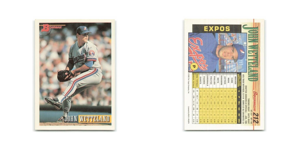 John Wetteland 1993 Bowman #212 Montreal Expos Baseball Card NM
