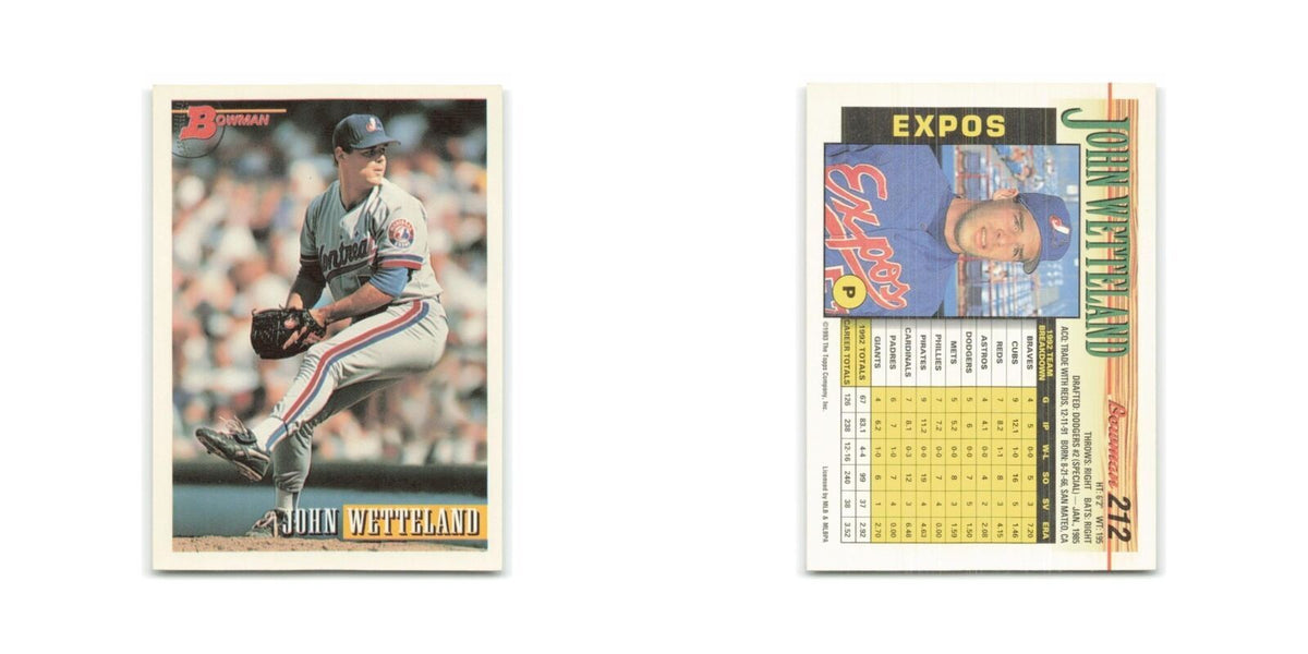 John Wetteland 1993 Bowman #212 Montreal Expos Baseball Card NM