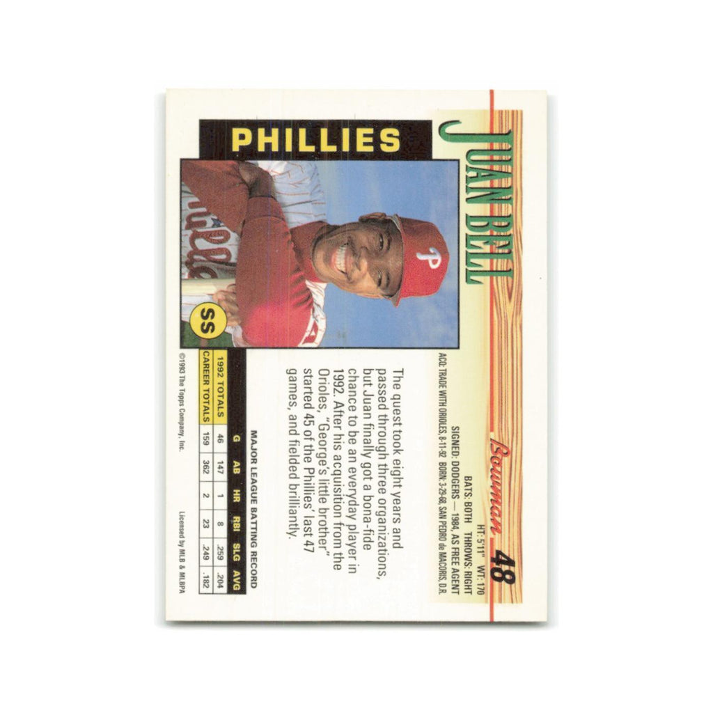 Juan Bell 1993 Bowman #48 Philadelphia Phillies Baseball Card NM