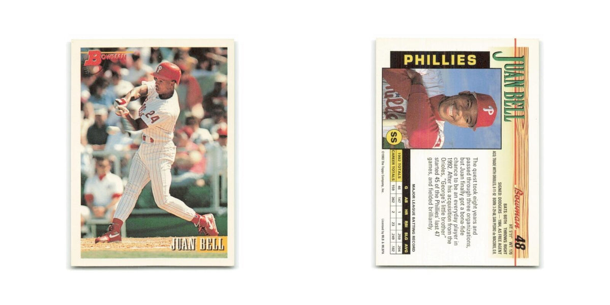 Juan Bell 1993 Bowman #48 Philadelphia Phillies Baseball Card NM