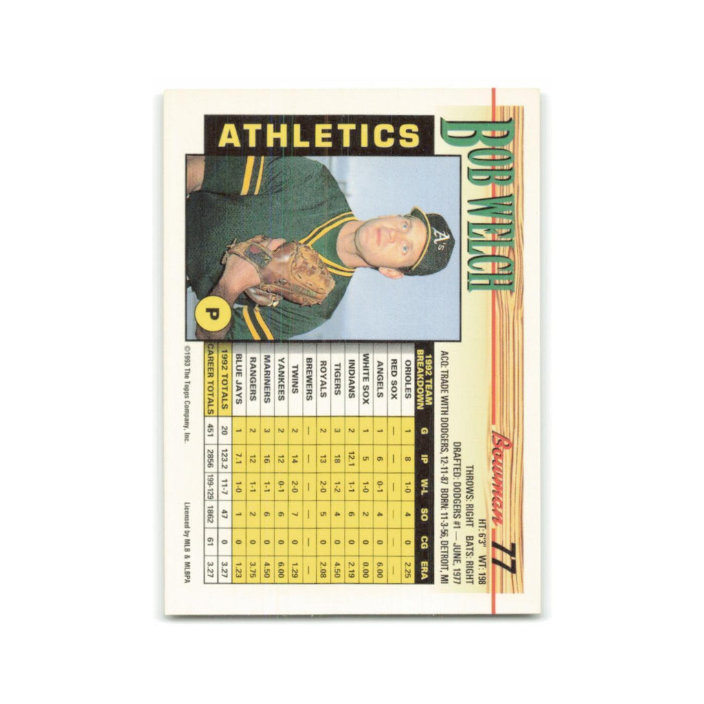 Bob Welch 1993 Bowman #77 Oakland Athletics Baseball Card NM
