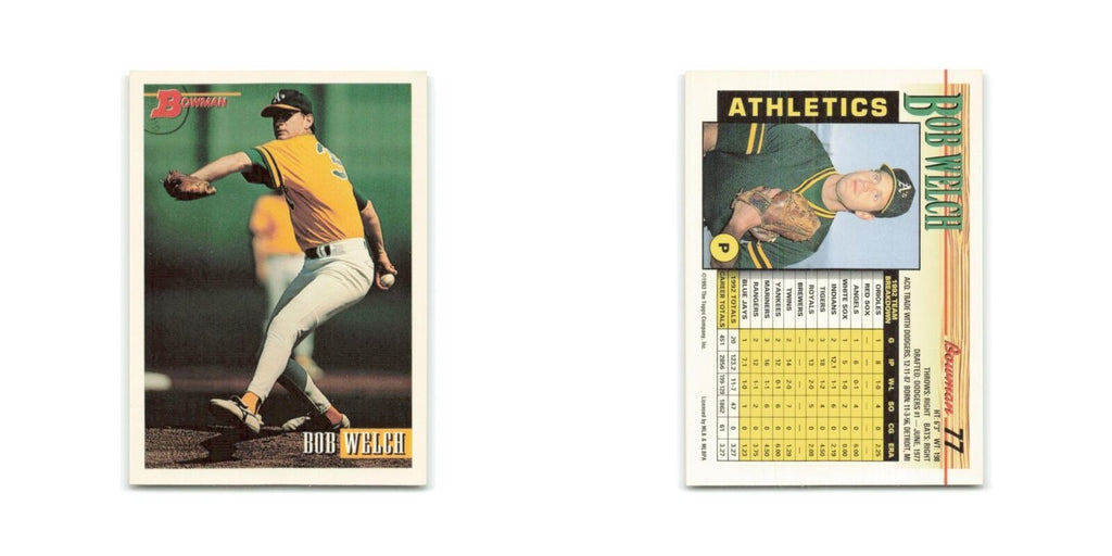 Bob Welch 1993 Bowman #77 Oakland Athletics Baseball Card NM
