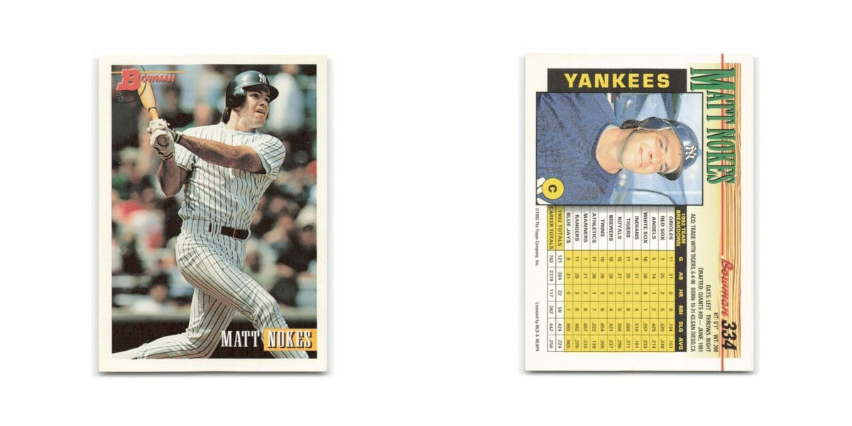 Matt Nokes 1993 Bowman #334 New York Yankees Baseball Card NM