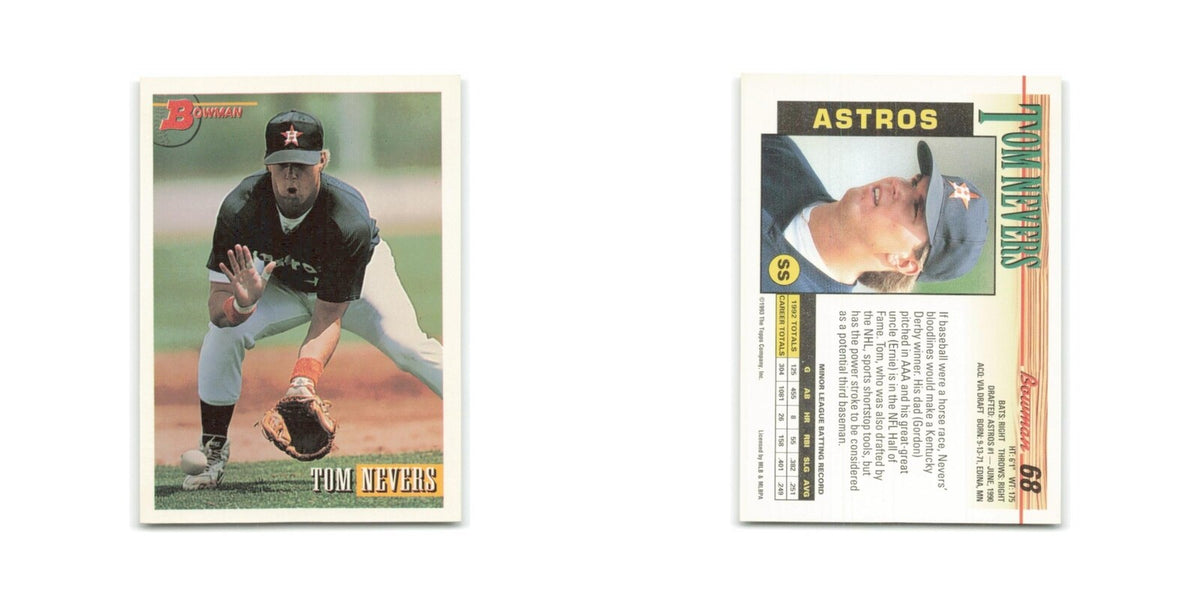 Tom Nevers 1993 Bowman #68 Houston Astros Baseball Card NM