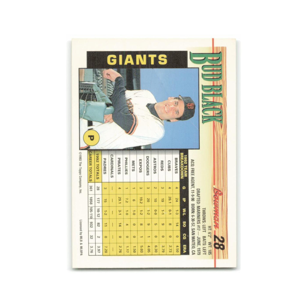 Bud Black 1993 Bowman #28 San Francisco Giants Baseball Card NM