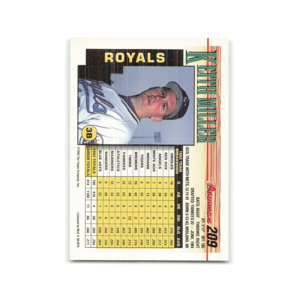 Keith Miller 1993 Bowman #209 Kansas City Royals Baseball Card NM