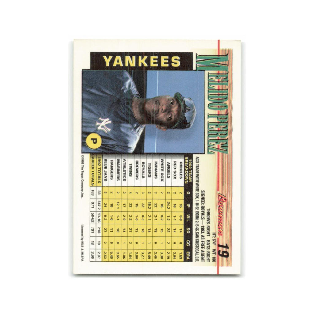 Melido Perez 1993 Bowman #19 New York Yankees Baseball Card NM