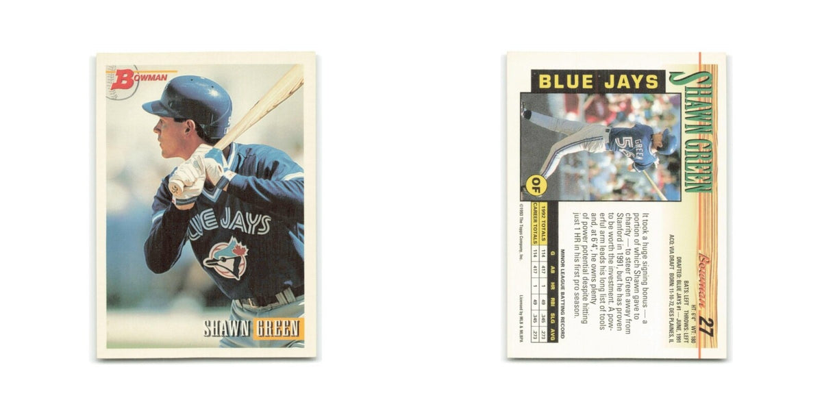 Shawn Green 1993 Bowman #27 Toronto Blue Jays Baseball Card NM