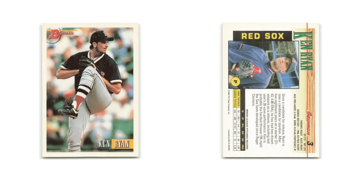 Ken Ryan 1993 Bowman #3 Boston Red Sox Baseball Card NM