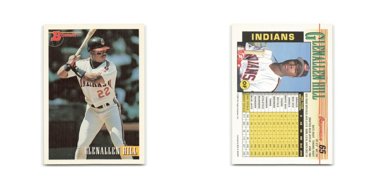 Glenallen Hill 1993 Bowman #65 Cleveland Indians Baseball Card NM