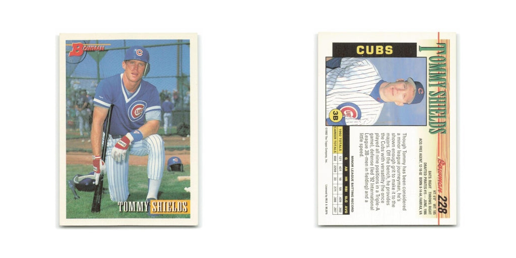 Tommy Shields Rookie 1993 Bowman #228 Chicago Cubs Baseball Card NM