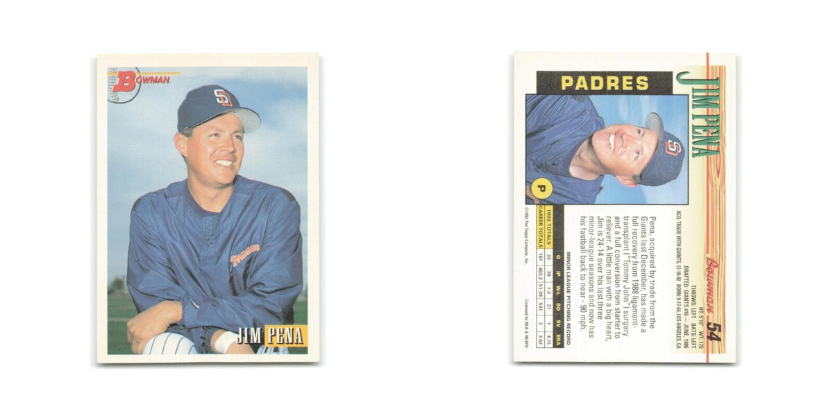 Jim Pena Rookie 1993 Bowman #54 San Diego Padres Baseball Card NM