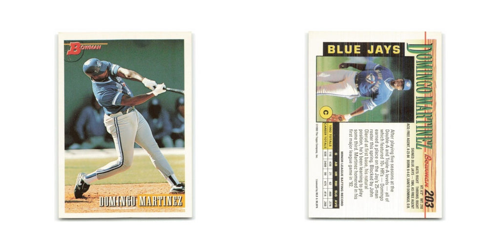 Domingo Martinez Rookie 1993 Bowman #203 Toronto Blue Jays Baseball Card NM