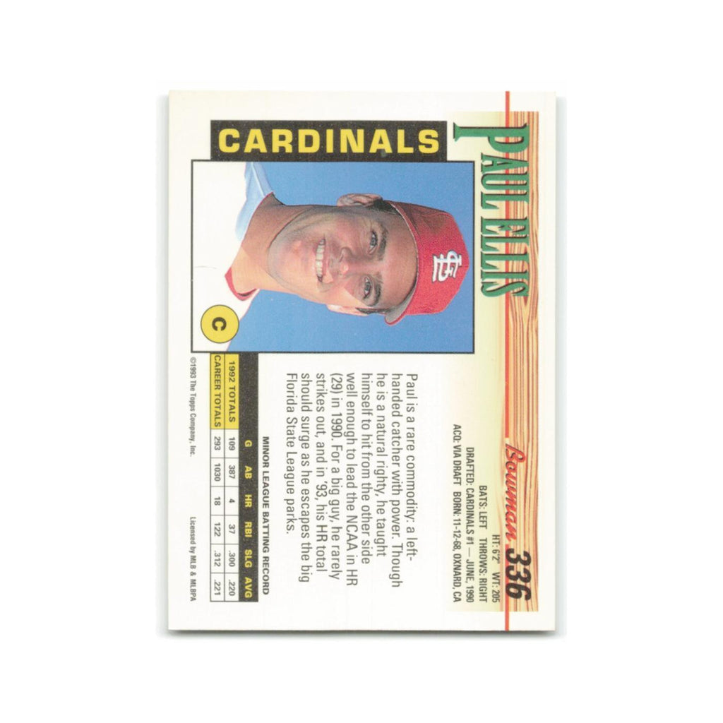 Paul Ellis Rookie 1993 Bowman #336 St. Louis Cardinals Baseball Card NM
