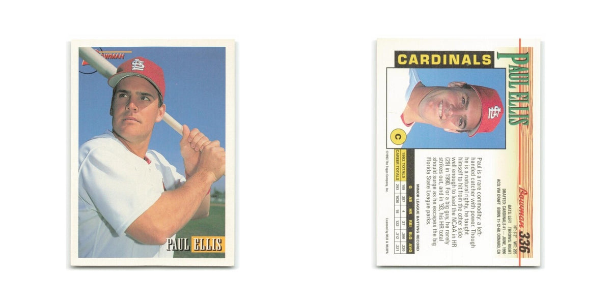 Paul Ellis Rookie 1993 Bowman #336 St. Louis Cardinals Baseball Card NM