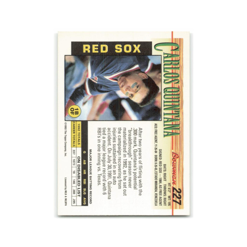 Carlos Quintana 1993 Bowman #227 Boston Red Sox Baseball Card NM