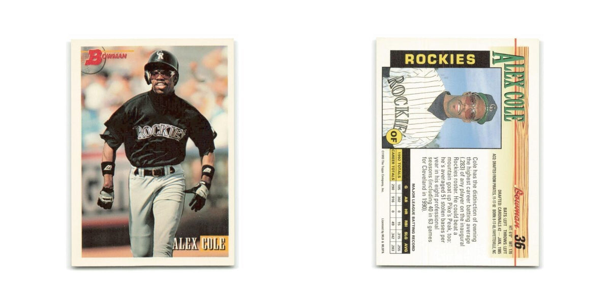Alex Cole 1993 Bowman #36 Colorado Rockies Baseball Card NM
