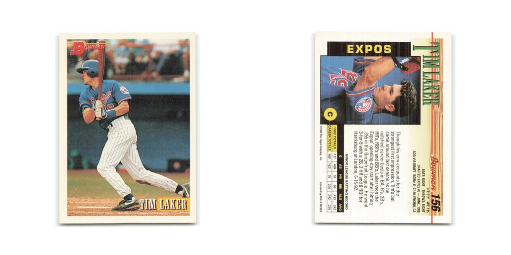 Tim Laker Rookie 1993 Bowman #156 Montreal Expos Baseball Card NM