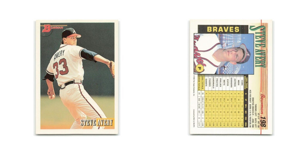 Steve Avery 1993 Bowman #198 Atlanta Braves Baseball Card NM
